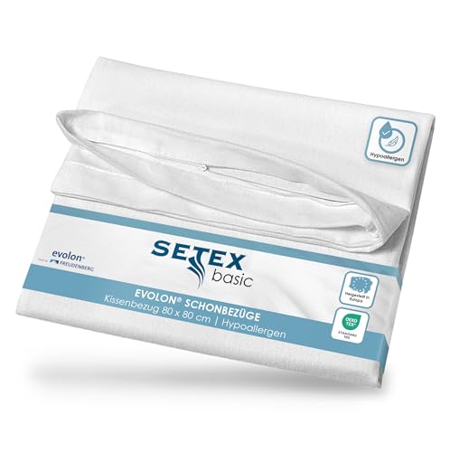 SETEX Antiallergen Kissen-Schonbezug, 80 x 80 cm, Evolon-Vlies, Kissenbezug für Kopfkissen, Protect & Care Bettwäsche, Weiß SETEX Antiallergen Kissen-Schonbezug, 80 x 80 cm, Evolon-Vlies, Kissenbezug für Kopfkissen, Protect & Care Bettwäsche, Weiß von SETEX