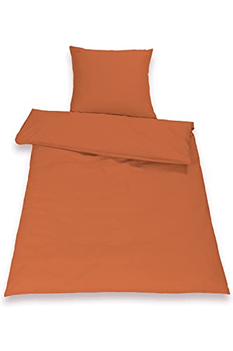 SETEX Baumwoll-Tencel-Bettwäsche, Bezug für Bettdecke im Set mit Kissenbezug, 55 % Tencel, 45 % Baumwolle, 2-teiliges Bettwäsche-Set, Sienna-orange von SETEX