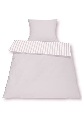 SETEX Baumwoll-Wendebettwäsche, Bezug für Bettdecke im Set mit Kissenbezug, 100 % Baumwolle, 2-teiliges Bettwäsche-Set, Kieselgrau von SETEX