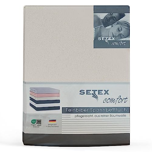SETEX Feinbiber Spannbettlaken, 140 x 200 cm, 100 % Baumwolle, Natur, 1210 140200 407 027 von SETEX