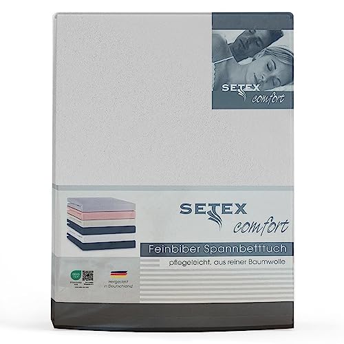 SETEX Feinbiber Spannbettlaken, 140 x 200 cm großes Spannbetttuch, 100 % Baumwolle, Bettlaken in Weiß von SETEX