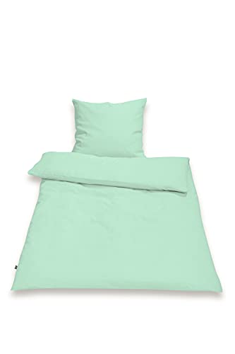 SETEX Halbleinen-Bettwäsche, 135 x 200 cm, Bezug für Bettdecke im Set mit Kissenbezug, 55 % Leinen, 45 % Baumwolle, Weiches Soft Washed Finish, 2-teiliges Bettwäsche-Set, Jadegrün von SETEX