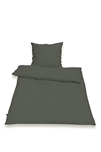 SETEX Halbleinen-Bettwäsche, 155 x 220 cm, Bezug für Bettdecke im Set mit Kissenbezug, 55 % Leinen, 45 % Baumwolle, Weiches Soft Washed Finish, 2-teiliges Bettwäsche-Set, Graphitgrau von SETEX