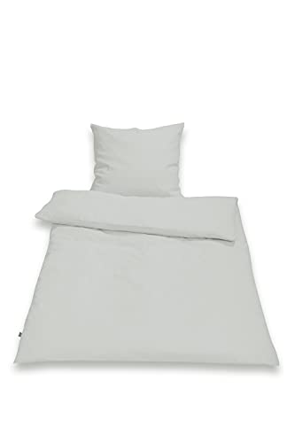 SETEX Halbleinen-Bettwäsche, 155 x 220 cm, Bezug für Bettdecke im Set mit Kissenbezug, 55 % Leinen, 45 % Baumwolle, Weiches Soft Washed Finish, 2-teiliges Bettwäsche-Set, Kieselgrau von SETEX