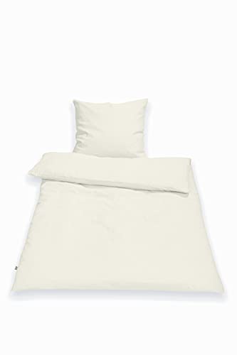 SETEX Halbleinen-Bettwäsche, 155 x 220 cm, Bezug für Bettdecke im Set mit Kissenbezug, 55 % Leinen, 45 % Baumwolle, Weiches Soft Washed Finish, 2-teiliges Bettwäsche-Set, Natur von SETEX