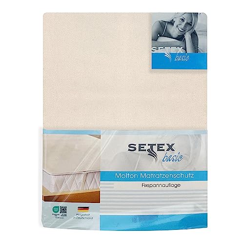 SETEX Molton Matratzenschutz, 200 x 200 cm, Eckgummis, Matratzenschoner aus 100 % Baumwolle, Basic, Naturfarben von SETEX