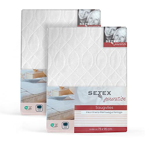 SETEX Wasserdichte Saugvlies Matratzenauflage, 75 x 90 cm, zum Schutz der Matratze, Generation, Weiß, Doppelpack von SETEX