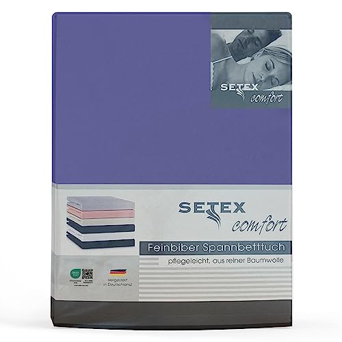SETEX Feinbiber Spannbettlaken, 140 x 200 cm großes Spannbetttuch, 100% Baumwolle, Bettlaken in Very Peri (Lila) von SETEX