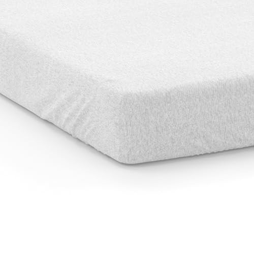Setex - Frottier Bettlaken mit Gummizug kuschelig weich - Frottier Spannbettlaken aus 80% Baumwolle, 20% Polyester mit rundum Spanngummi - Bettwäsche ganzjährig - Betttuch 140x200 cm weiß von SETEX