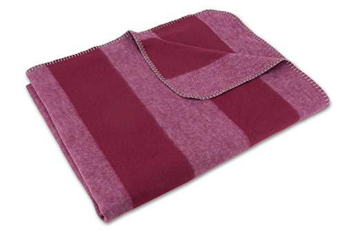 Setex Kuscheldecke, Dekorative Decke aus 85% Baumwolle und 15% Polyester, 200 x 150 cm, Bordeaux mit Streifen von SETEX