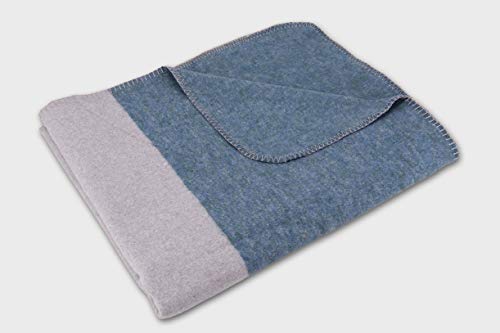Setex Kuscheldecke, Dekorative Decke aus 85% Baumwolle und 15% Polyester, 200 x 150 cm, Grau-Petrol mit Streifen von SETEX