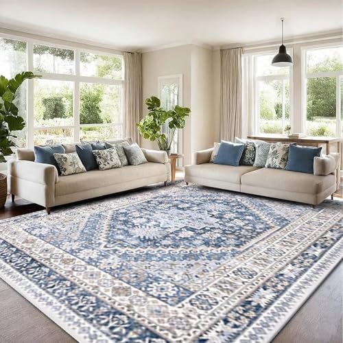 SETHEPACE Boho Kleiner Teppich 50x80 cm, Waschbarer Teppich Eingangsbereich Innen, Vintage Teppiche Schlafzimmer, Eingang, Kurzflor Teppiche Weich mit Rutschfester Unterseite von SETHEPACE
