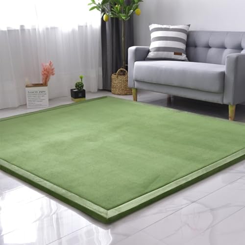 SETHEPACE Neu aufgewerteter Anti-Rutsch-Teppich für Kinder, extra Dicker 3CM Kinderteppich, Krabbelmatte für Kinderzimmer, weiche Krabbeldecke ist sehr geeignet für Baby(Moosgrün, 100 * 200) von SETHEPACE