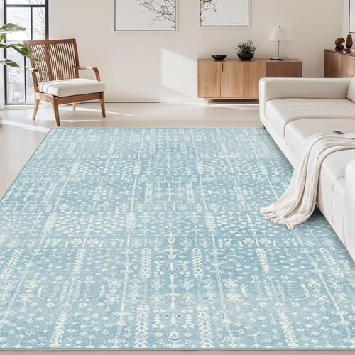 SETHEPACE Vintage Teppich Eingangsbereich Innen, Kleine Boho Teppich 40x60 cm, Weicher Gefälschte Kaschmir Teppiche für Schlafzimmer, Eingang, Waschbarer Teppiche mit Rutschfester Unterseite von SETHEPACE