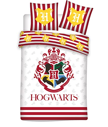 Setino Bettwäsche Harry Potter Hogwarts wendbar, 100% Baumwolle, Bettbezug 135 x 200 cm + Kissenbezug 80 x 80 cm von Setino