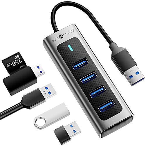 USB-Hub aus Aluminiumlegierung mit 4 Anschlüssen – High Speed 5 Gbit/s, USB-Verlängerung für Laptop, PC, MacBook und mehr USB-Hub aus Aluminiumlegierung mit 4 Anschlüssen – High Speed 5 Gbit/s, USB-Verlängerung für Laptop, PC, MacBook und mehr von SETMSPACE