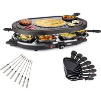 Setpoint - raclette mit Teppan Gabeln für 8 Personen Grillplatte oval Crêpefläche 1200 Watt von SETPOINT