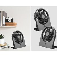 Schreibtisch Ventilator 2er set, 3 Stufen, Schwarz Höhe 23cm Akku usb-c Anschluß von SETPOINT