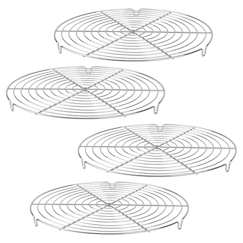 SEUICYNE 4 Stück Abkühlgitter, 30,5cm Kuchengitter Rund, Edelstahl Kuchengitter Runde, Silber Auskühlgitter Tortenkühler zum Kuchen Kühlen, Braten, Backen, Grillen, Auskühlen, Dämpfen von SEUICYNE