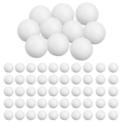 SEUICYNE 60 Stück Styroporkugeln, 5cm Schaum Bastelkugeln, 50mm Runde Styroporbälle, Weiß Bastelschaumkugeln, Glatte Styropor Kugeln zum Basteln für Kunstdeko, Handwerk, Basteln, DIY, Heimwerk von SEUICYNE