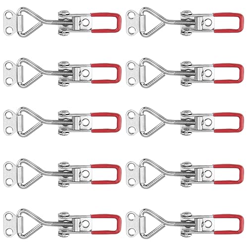 SEUNMUK 10 Stück silberfarbene Knebelverschlüsse, verstellbare Metall-Knebelklemme, Verriegelung mit roter Griffabdeckung, robustes Spannschloss Hand-Schnellspannwerkzeug für Boxen, Schrank SEUNMUK 10 Stück silberfarbene Knebelverschlüsse, verstellbare Metall-Knebelklemme, Verriegelung mit roter Griffabdeckung, robustes Spannschloss Hand-Schnellspannwerkzeug für Boxen, Schrank von SEUNMUK