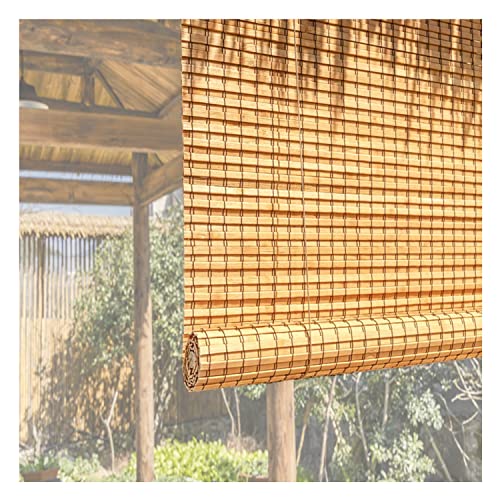 Bambus Rollo for Garten Außenbereich Balkon,90% Verdunkelung Lichtundurchlässig Blickdicht Fenster Bambus Rollo,mit Zubehör und Lift,Karbonisierte Farbe (Size : 100x220cm) von SEVEEZ