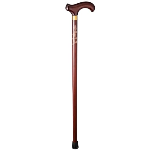 SEVEEZ Gehstock Herren Damen, Stark Buchenholz Spazierstock Bequemer Griff Mit rutschfeste Basis Für Linke Oder Rechte Hand (Color : Dark Brown, Size : 95cm) von SEVEEZ