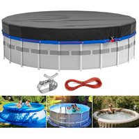 Runde oberirdische Schwimmbadabdeckung mit passendem Stahlkabel + Kabelspanner, hochwertiges UPF50+-Gewebe, hervorragende wasser- und staubdichte von SEVENGIRL