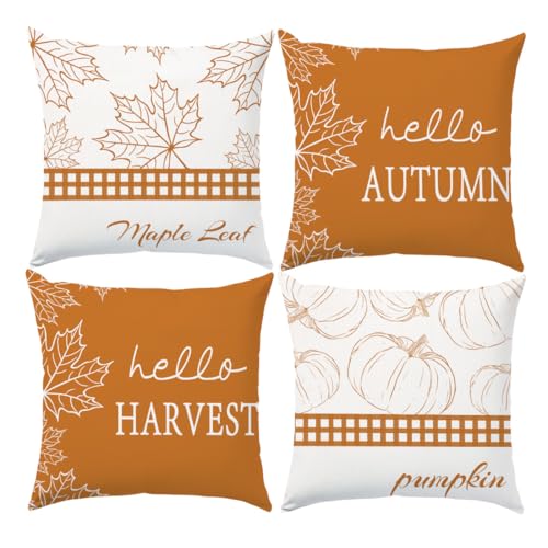 Orange Herbst Kissenbezüge 45 x 45 cm, 4er Set Ahornblatt Kürbis Dekorative Herbst Kissenbezüge für Urlaub Zuhause Schlafzimmer Couch,Sofa Deko, 45 x 45 Orange Herbst Kissenbezüge 45 x 45 cm, 4er Set Ahornblatt Kürbis Dekorative Herbst Kissenbezüge für Urlaub Zuhause Schlafzimmer Couch,Sofa Deko, 45 x 45 von SEVENWELL