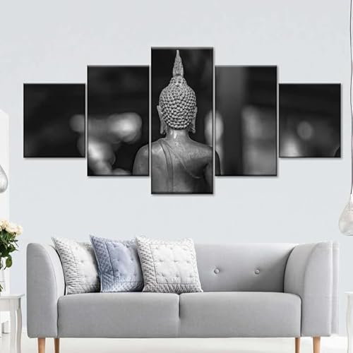 SEVENYXX Leinwand Bilder 5 Teilig Buddha Rücken Wandbilder Wohnzimmer Modern Bilder, Poster, Kunstdrucke Büro Flur Bad Küchebilder -Ungerahmt von SEVENYXX