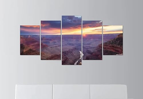 SEVENYXX Leinwand Bilder 5 Teilig Grand Canyon Sonnenuntergang Wandbilder Wohnzimmer Modern Bilder, Poster, Kunstdrucke Büro Flur Bad Küchebilder -Ungerahmt von SEVENYXX