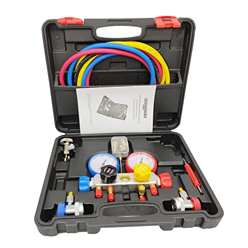 4-Wege-AC-Verteiler-Messgerät-Set HVAC-Diagnose-Freon-Ladewerkzeug for den Autohaushalt R134A R22 R410A 5FT-Schlauch-Schnellkupplung 4-Wege-AC-Verteiler-Messgerät-Set HVAC-Diagnose-Freon-Ladewerkzeug for den Autohaushalt R134A R22 R410A 5FT-Schlauch-Schnellkupplung von SEVEQIS