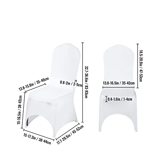 50 100 Stücke Hochzeit Stuhlhussen Spandex Stretch Schonbezug for Restaurant Bankett Hotel Dining Party Universal Stuhlabdeckung(Arch-Front White,100PCS) von SEVEQIS
