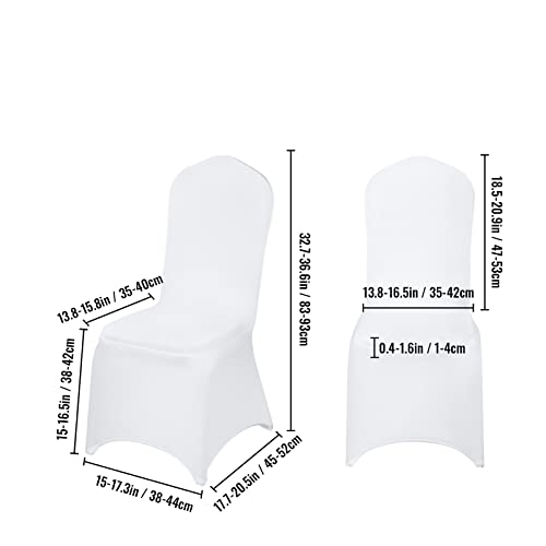 50 100 Stücke Hochzeit Stuhlhussen Spandex Stretch Schonbezug for Restaurant Bankett Hotel Dining Party Universal Stuhlabdeckung(Flat-Front White,50PCS) von SEVEQIS