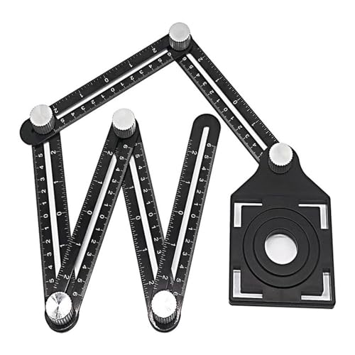6-facher Winkellineal-Finder aus Aluminiumlegierung, Messlineal, perforiertes Schablonenwerkzeug, Locator, Bohrführung, Fliesenloch(3-6 fishtail) von SEVEQIS