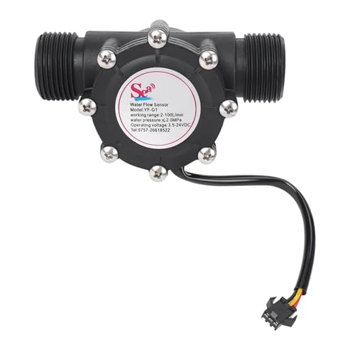 Durchflussmesser, 1 Stück Wasserdurchflusssensor DN25 DC3.5-24V 1 Zoll 2-100L/Min Hall-Durchflussmesser Wärmepumpe Warmwasserbereiter Durchflussmesser Schalterzähler von SEVEQIS