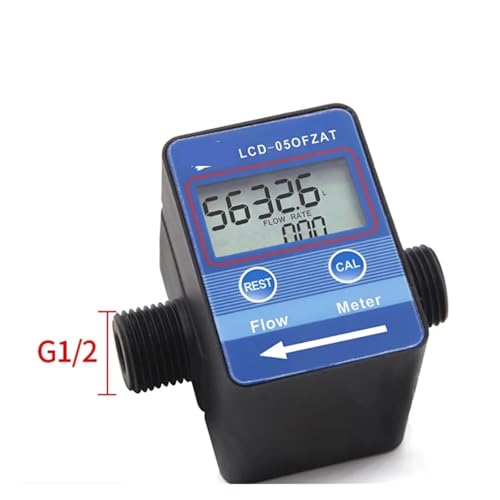 Durchflussmesser, G1/2 G3/4 Zoll Digital LCD Wasser Milch Öl Durchflusssensor Meter Durchflussmesser Totameter Durchflussmessgeräte(G1 2) von SEVEQIS