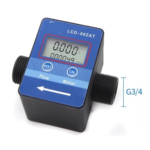 Durchflussmesser, G1/2 G3/4 Zoll Digital LCD Wasser Milch Öl Durchflusssensor Meter Durchflussmesser Totameter Durchflussmessgeräte(G3 4) von SEVEQIS