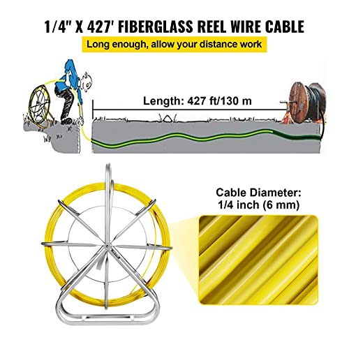 Fiberglas-Drahtkabel, das Stangenschlangen-Fischband Rodder 6MMx130M/200M 8MMx150M flexible elektrische Rollen-Stromkabel-Abziehvorrichtung laufen lässt(6 mm x 130 m) von SEVEQIS
