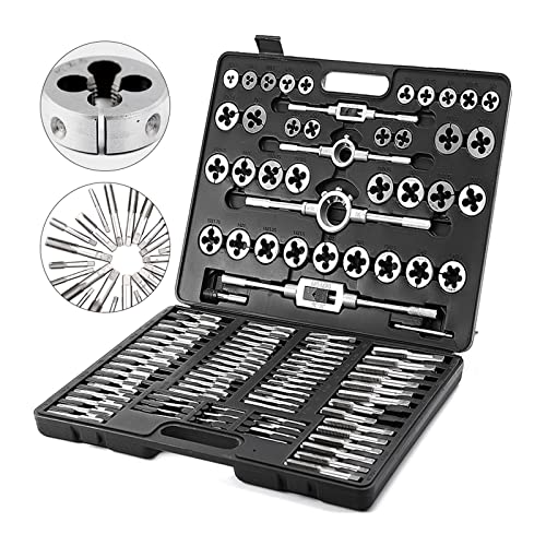 Gewindebohrer- und Matrizensatz 86 STÜCKE 110 STÜCKE Wolframstahl Titan Handgewindeschneidwerkzeug mit Schraubenschlüssel Schraubendreher for Reparieren von Schnitten(110PCS) von SEVEQIS