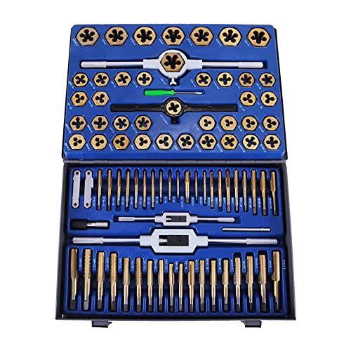 Gewindebohrer- und Matrizensatz 86 STÜCKE 110 STÜCKE Wolframstahl Titan Handgewindeschneidwerkzeug mit Schraubenschlüssel Schraubendreher for Reparieren von Schnitten(86PCS) von SEVEQIS