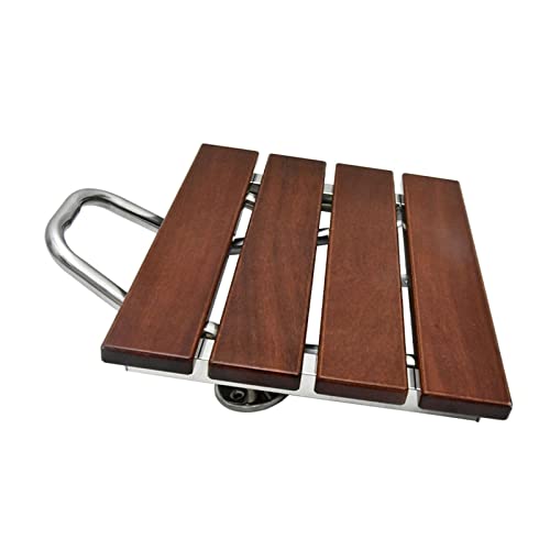 Massivholz Duschklappsitz Badewanne Duschwand Stuhl Badezimmerhocker Haushalt Wandmontierter Duschsitz (38 * 33,8 cm) von SEVEQIS