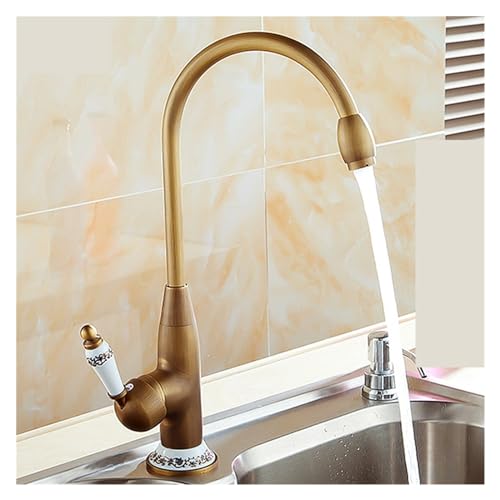 Wasserhahn Küche, Küchenarmaturen, antiker Bronze-Wasserhahn for Küchenmischbatterie mit Keramikkran, Kalt- und Warmwasser-Mischer for Küchenspüle, Leitungswasser Wasserhahn Küche, Küchenarmaturen, antiker Bronze-Wasserhahn for Küchenmischbatterie mit Keramikkran, Kalt- und Warmwasser-Mischer for Küchenspüle, Leitungswasser von SEVEQIS