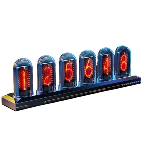 Wetterstationen, Nixie-Röhrenuhr, digitale Leuchtröhrenuhr, IPS-Farbbildschirm, DIY, analoge Röhre, Gaming, Desktop-Deko, Luxus-Box-Verpackung als Geschenkidee(Black With RGB) von SEVEQIS