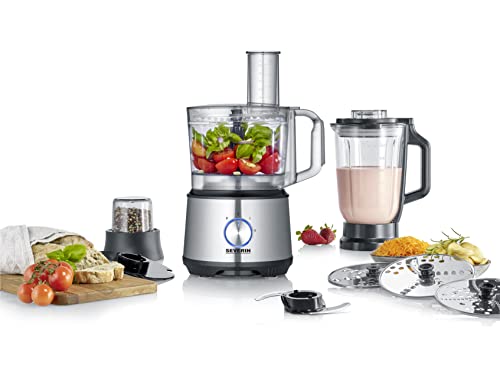 SEVERIN Multifunktionale Küchenmaschine zum Kneten, Rühren, Reiben, Raspeln, Mahlen u.v.m., Food Processor mit umfangreichem Zubehör, hochwertiger Multi-Zerkleinerer, KM 3892 von SEVERIN