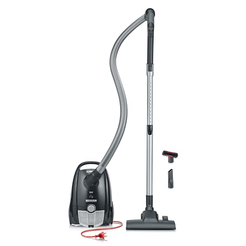 SEVERIN Staubsauger mit Beutel, kompakter & leiser Bodenstaubsauger für Teppich - & Hartböden, 750 W, Soft-Sound-Bodendüse, 8 m Reichweite, schwarz, BC 7030 SEVERIN Staubsauger mit Beutel, kompakter & leiser Bodenstaubsauger für Teppich - & Hartböden, 750 W, Soft-Sound-Bodendüse, 8 m Reichweite, schwarz, BC 7030 von SEVERIN