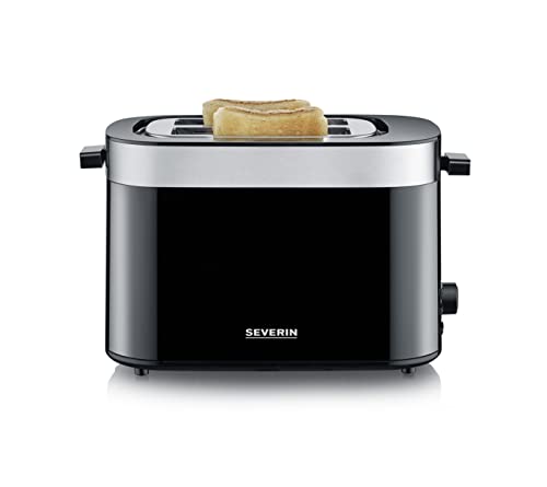 SEVERIN Automatik Toaster mit 2 Toastschlitzen, Toaster mit einstellbarem Bräunungsgrad in 7 verschiedenen Stufen & Brötchenaufsatz, Auftauen und Erwärmen, 800 W, Schwarz, AT 9264 von SEVERIN