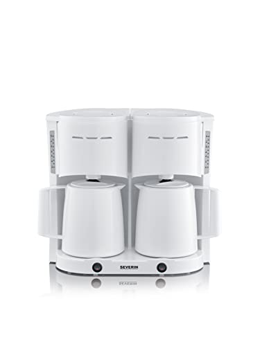 SEVERIN Duo Filterkaffeemaschine mit Thermokanne, Kaffeemaschine für bis zu 16 Tassen, ansprechende Filtermaschine mit 2 Isolierkannen, weiß, 2 Liter, 2.000 W, KA 9314 SEVERIN Duo Filterkaffeemaschine mit Thermokanne, Kaffeemaschine für bis zu 16 Tassen, ansprechende Filtermaschine mit 2 Isolierkannen, weiß, 2 Liter, 2.000 W, KA 9314 von SEVERIN