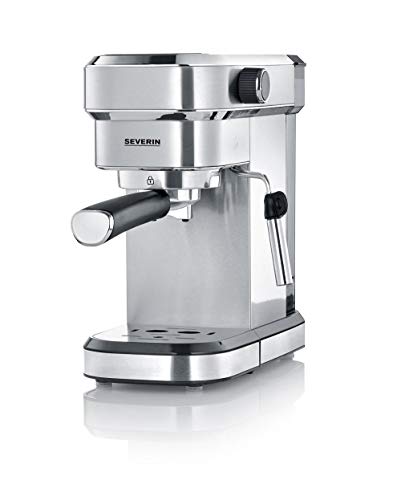 SEVERIN Espressomaschine "Espresa", Siebträgermaschine mit 3 Einsätzen, Kaffeemaschine mit Milchschäumer für Kaffee-Milch-Spezialitäten, 1,1l, Edelstahl-gebürstet/schwarz, KA 5994 von SEVERIN
