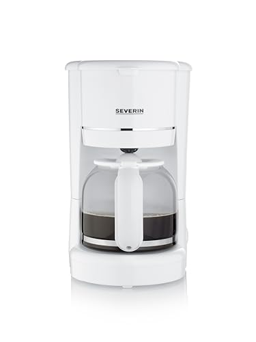 SEVERIN Filterkaffeemaschine mit Glaskanne, Kaffeemaschine mit Permanentfilter, für bis zu 10 Tassen (1,25L), mit Warmhalteplatte und Auto-Abschaltung, 900 W, weiß, KA 4323 von SEVERIN